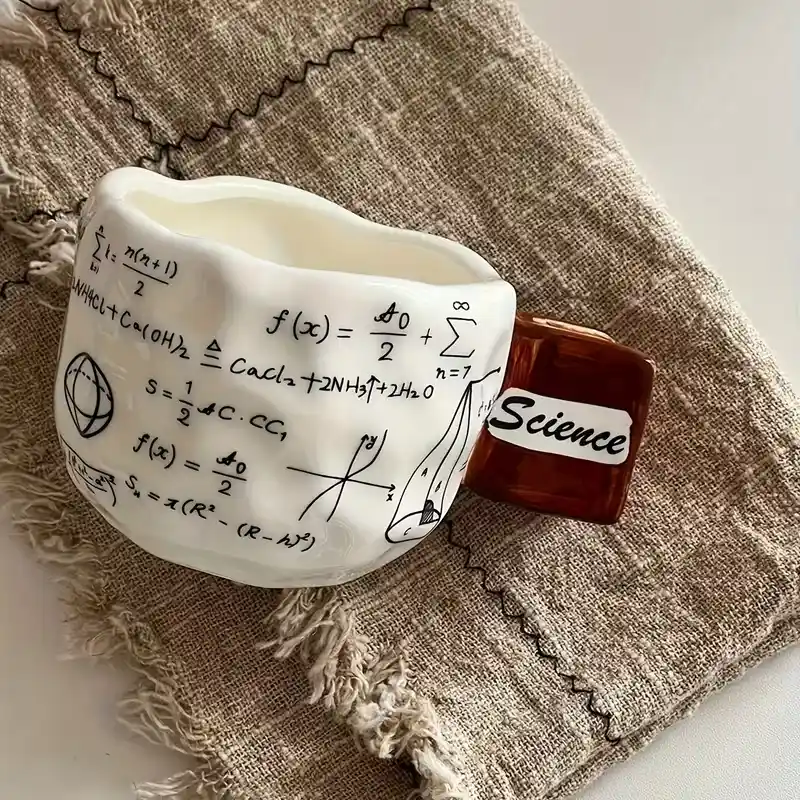 A Creatively Hand-Painted Ceramic Mug with formula line art
